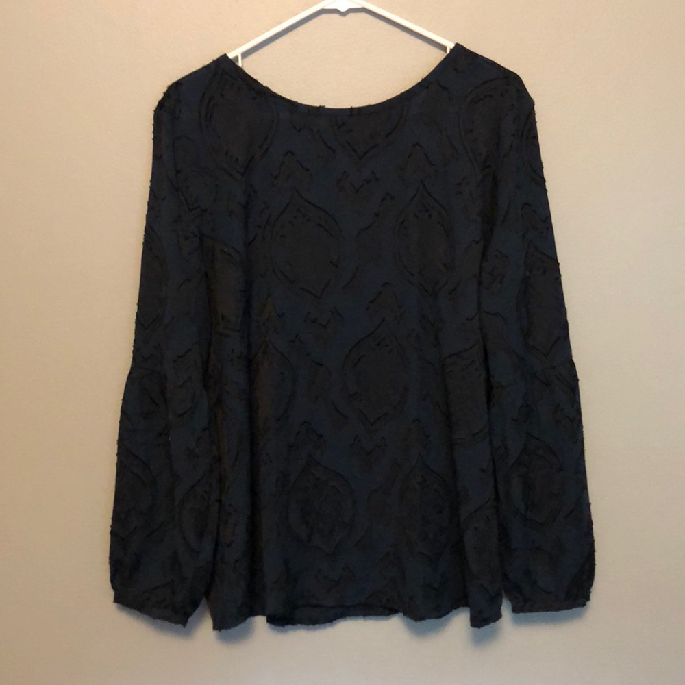 LOFT Blossom Jacquard Lantern Sleeve Blouse